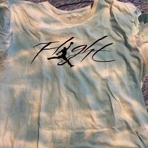 Blue and white clouds sky Jordyn flight shirt